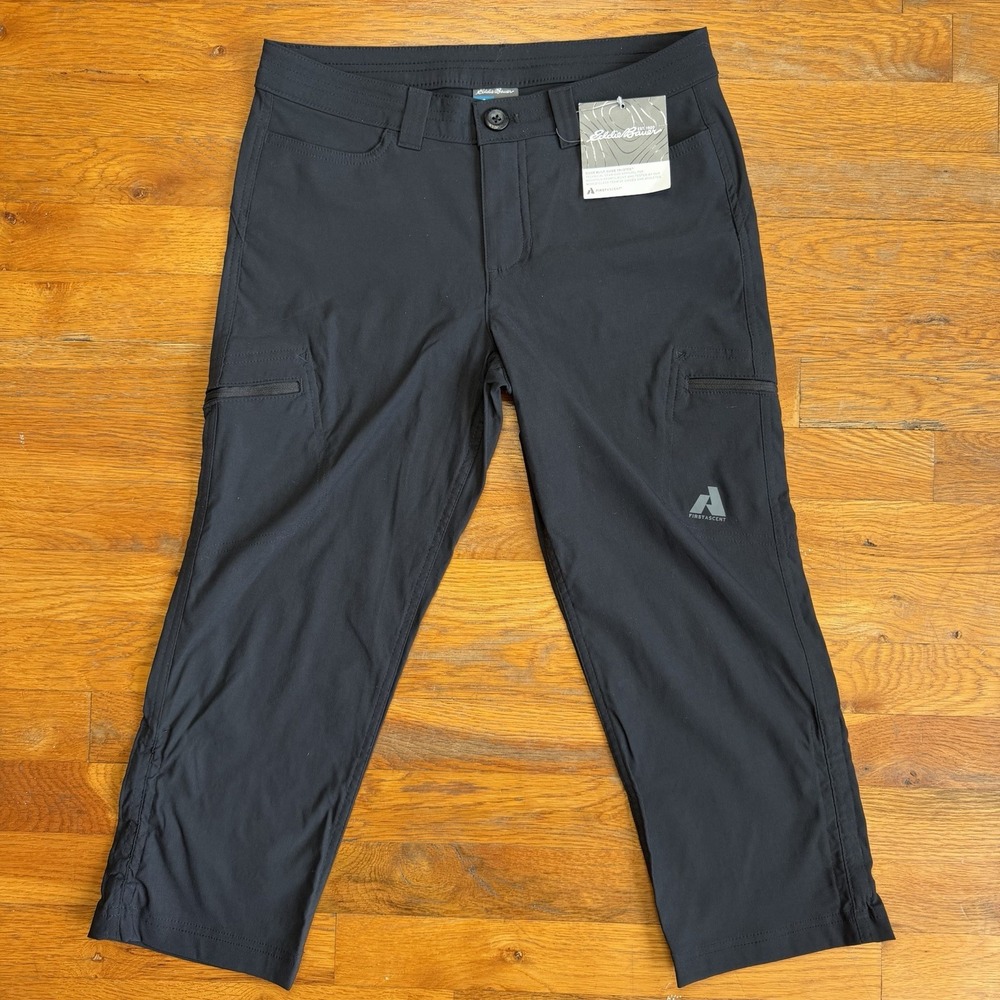 NWT Eddie Bauer Womens Size 0 Black First Ascent UPF50+ Mid Rise Guide Capris